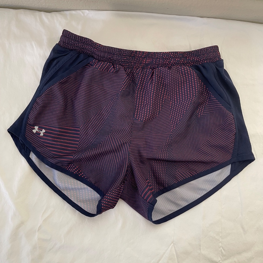 Under Armor Women's Fly-By 3" Running Shorts, Blue / Pink Dot Sz S